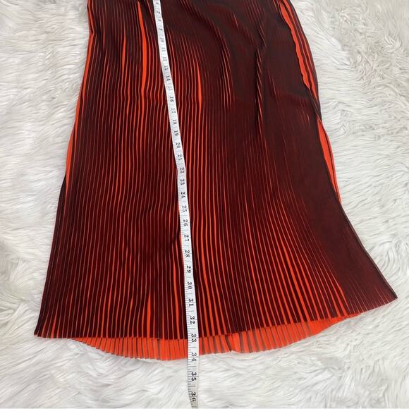 Bardot Women's Pleated Gauze Midi Skirt Orange Black Size 10 Boho - Picture 2 of 9